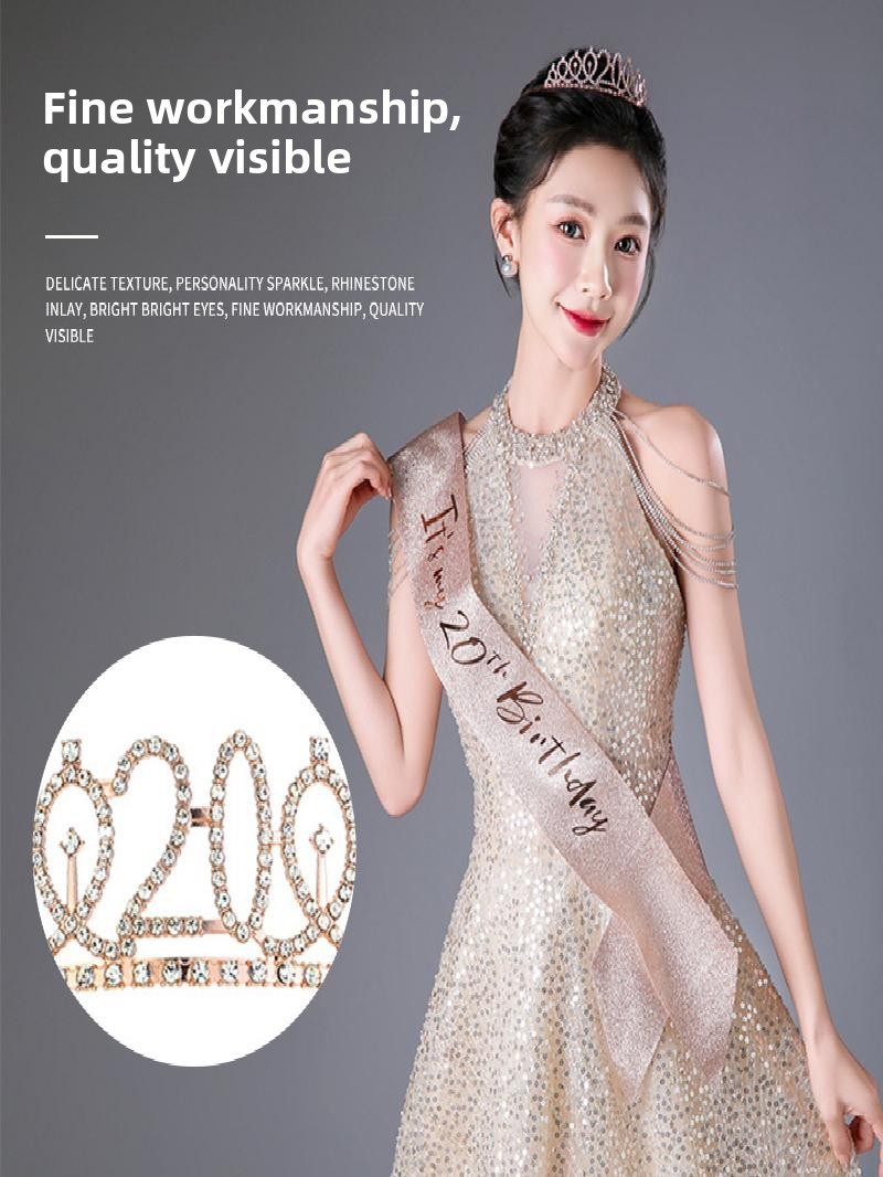 Champagne Gold Sparkle Crown S - Birthday Sash Glitter review and price