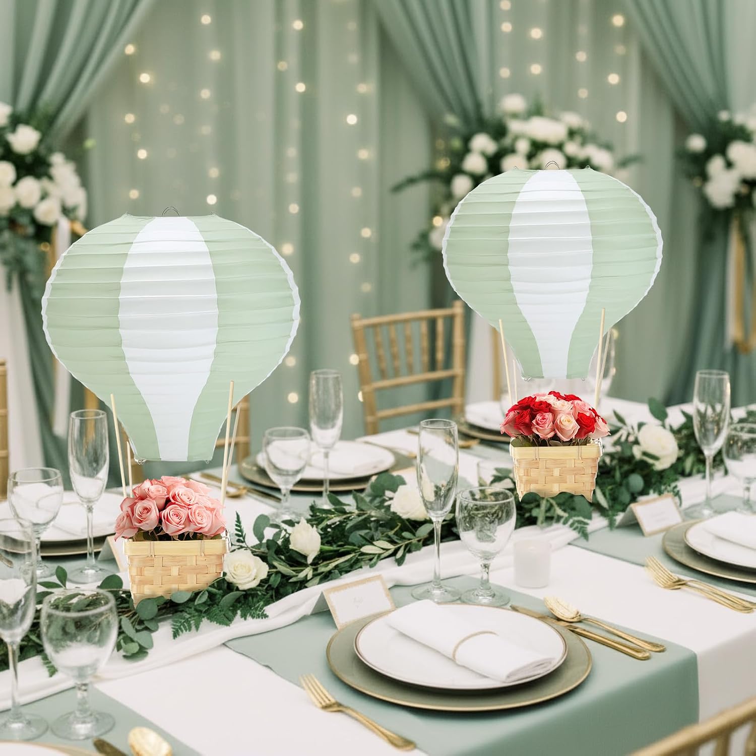 6-24PCS Sage Paper Lanterns Bi - Centerpiece Stick review and price