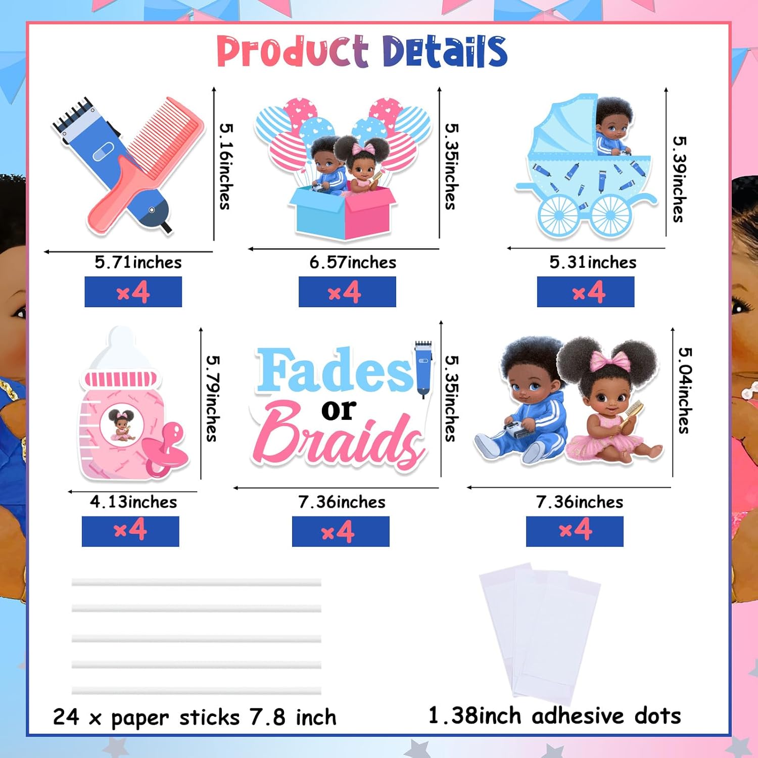 1Set Fades or Braids Gender Re - Centerpiece Stick review and price
