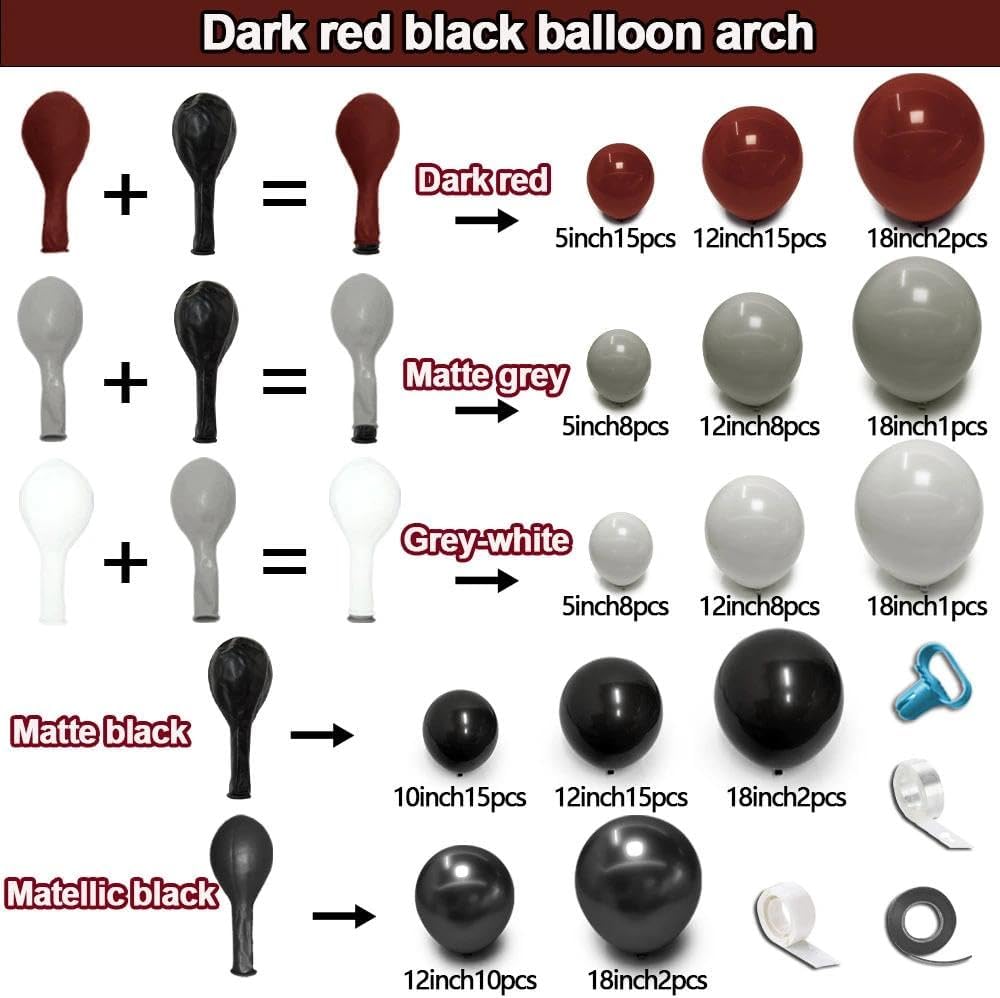 Dark Red Black Balloon Arch Ki - Balloon Arch Kit review and price